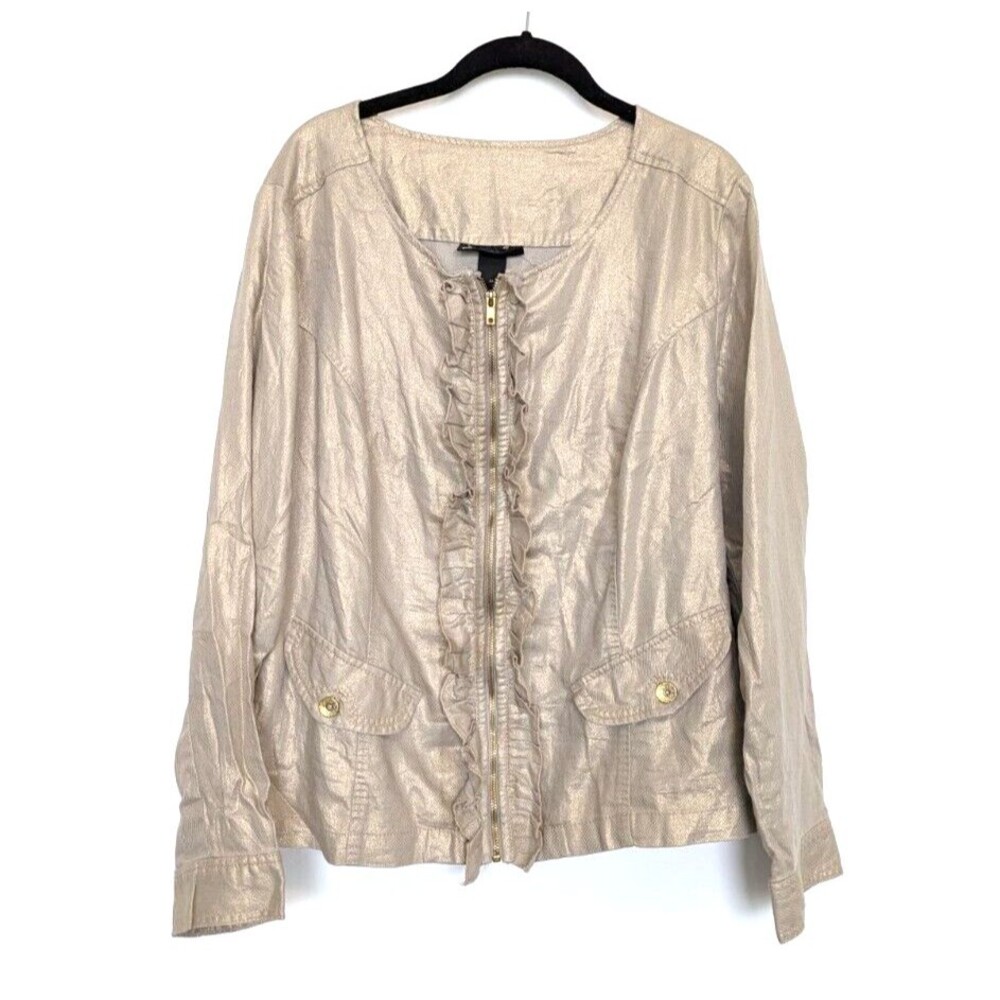 Lane Bryant Gold Utility Jacket with Relaxed Fit